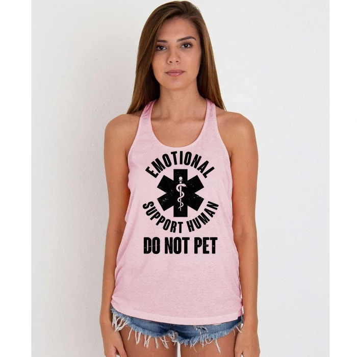 Funny Emotional Support Human Do No Pet Women's Knotted Racerback Tank