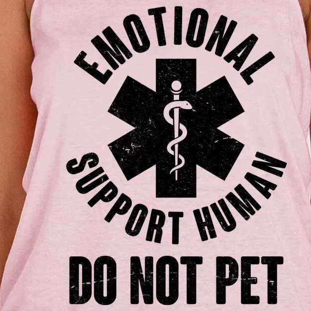 Funny Emotional Support Human Do No Pet Women's Knotted Racerback Tank