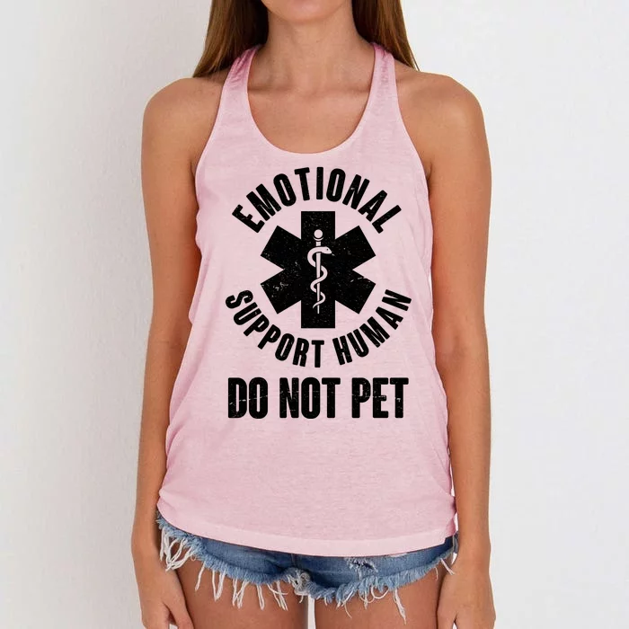 Funny Emotional Support Human Do No Pet Women's Knotted Racerback Tank