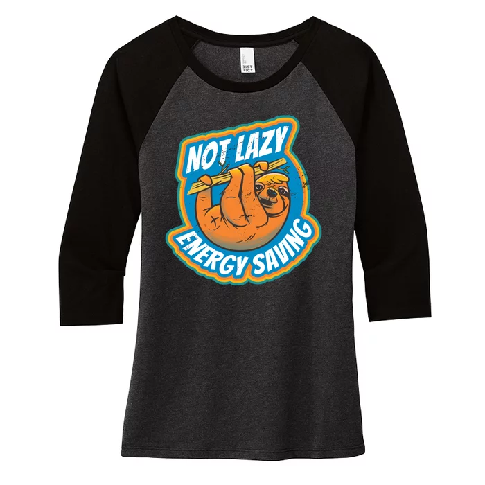 Funny Energy Saving Sloth Women's Tri-Blend 3/4-Sleeve Raglan Shirt