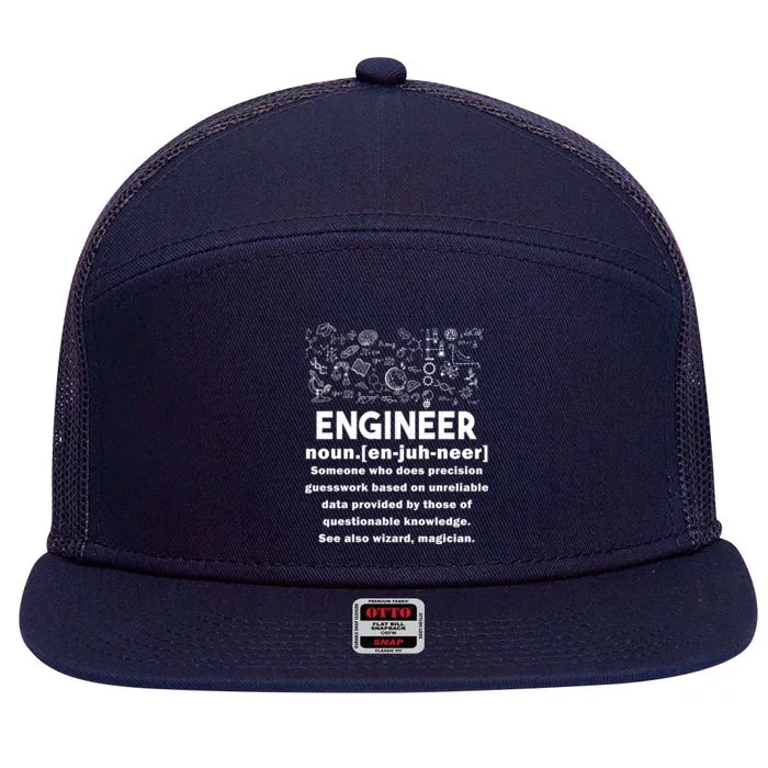 Funny Engineer Meaning 7 Panel Mesh Trucker Snapback Hat