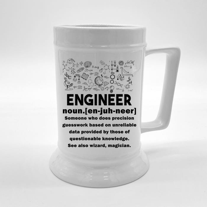 Funny Engineer Meaning Front & Back Beer Stein