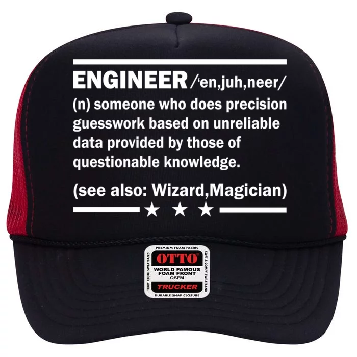 Funny Engineer Noun Definition High Crown Mesh Trucker Hat