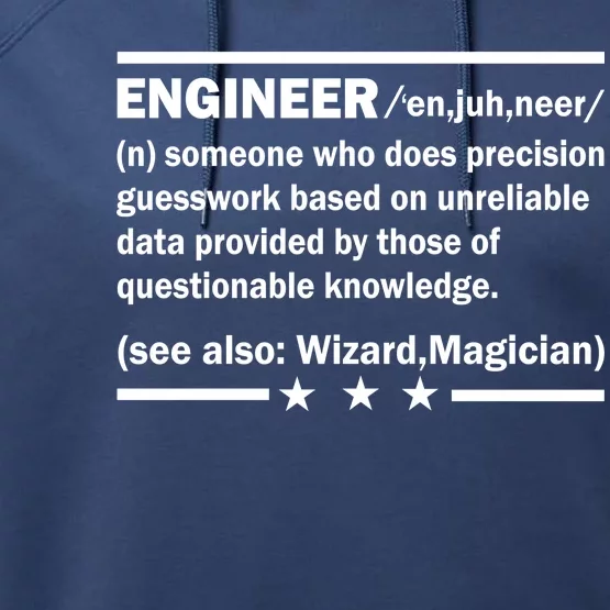 Funny Engineer Noun Definition Performance Fleece Hoodie