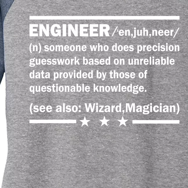 Funny Engineer Noun Definition Women's Tri-Blend 3/4-Sleeve Raglan Shirt