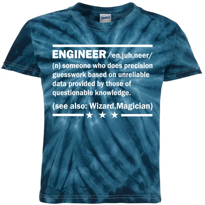 Funny Engineer Noun Definition Kids Tie-Dye T-Shirt