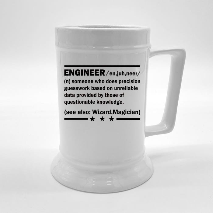 Funny Engineer Noun Definition Front & Back Beer Stein