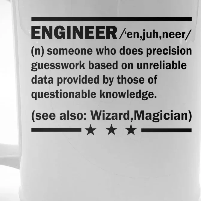 Funny Engineer Noun Definition Front & Back Beer Stein