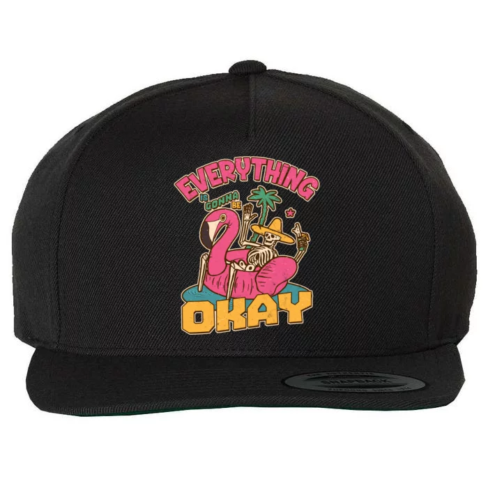 Funny Everything Is Gonna Be Okay Vacation Skeleton Wool Snapback Cap