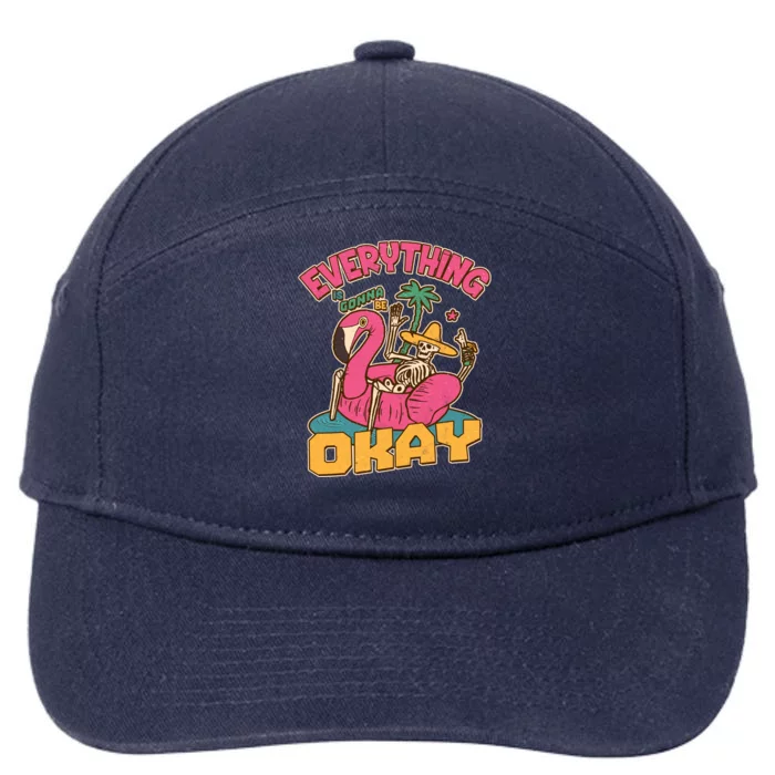 Funny Everything Is Gonna Be Okay Vacation Skeleton 7-Panel Snapback Hat