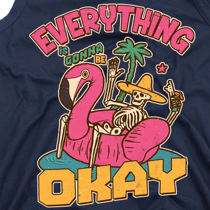 Funny Everything Is Gonna Be Okay Vacation Skeleton Tank Top