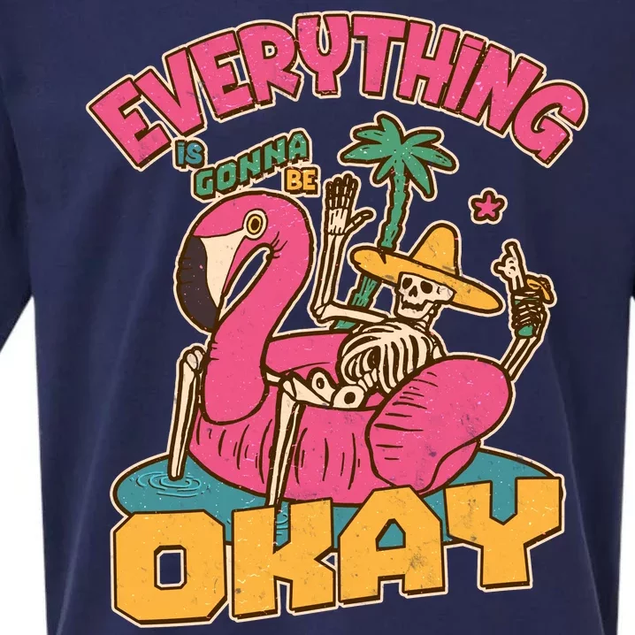 Funny Everything Is Gonna Be Okay Vacation Skeleton Sueded Cloud Jersey T-Shirt