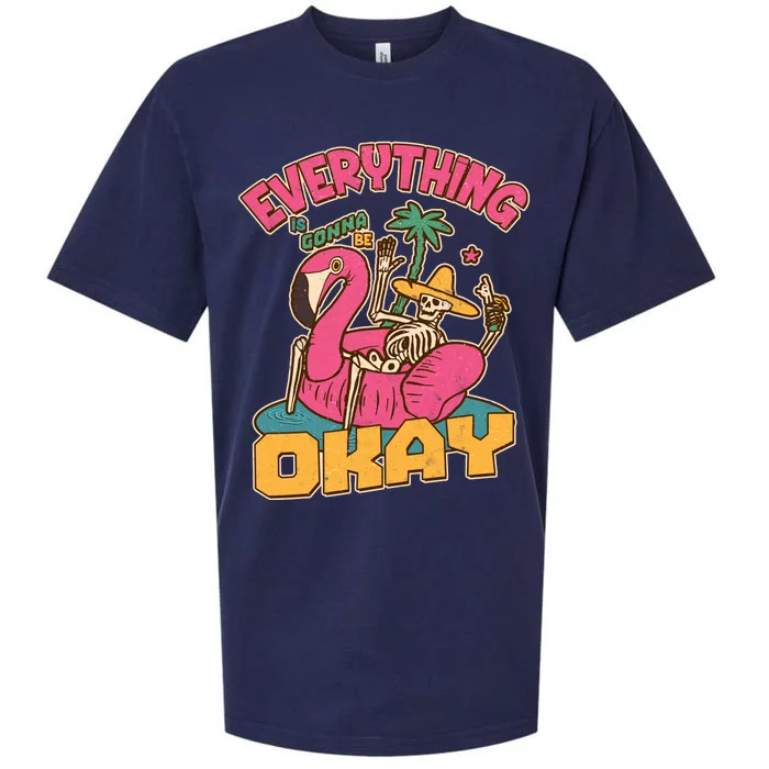 Funny Everything Is Gonna Be Okay Vacation Skeleton Sueded Cloud Jersey T-Shirt