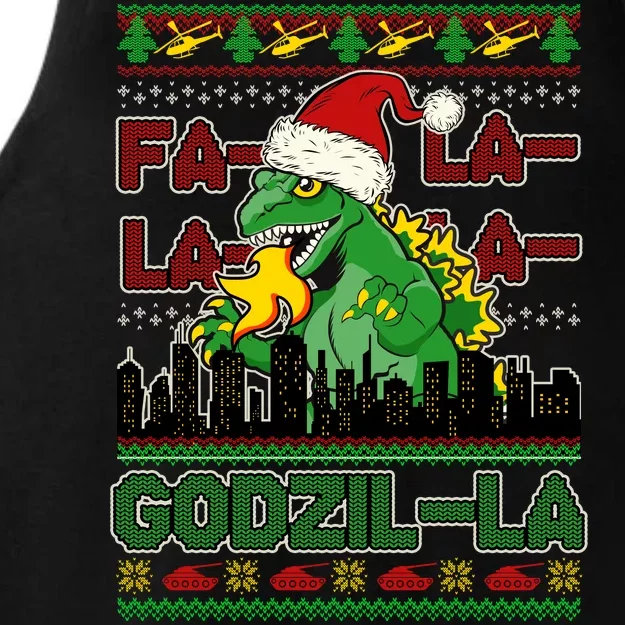 Funny Fa La La La Godzil-La Ugly Christmas Sweater Ladies Tri-Blend Wicking Tank