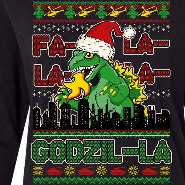 Funny Fa La La La Godzil-La Ugly Christmas Sweater Womens Cotton Relaxed Long Sleeve T-Shirt