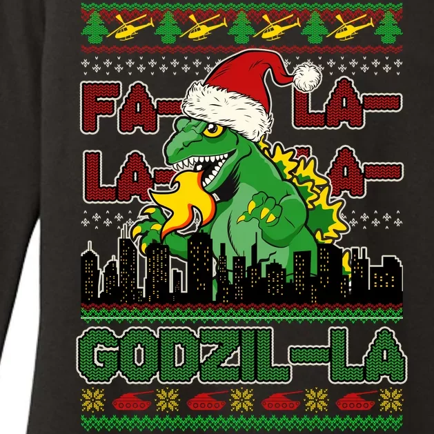 Funny Fa La La La Godzil-La Ugly Christmas Sweater Womens CVC Long Sleeve Shirt