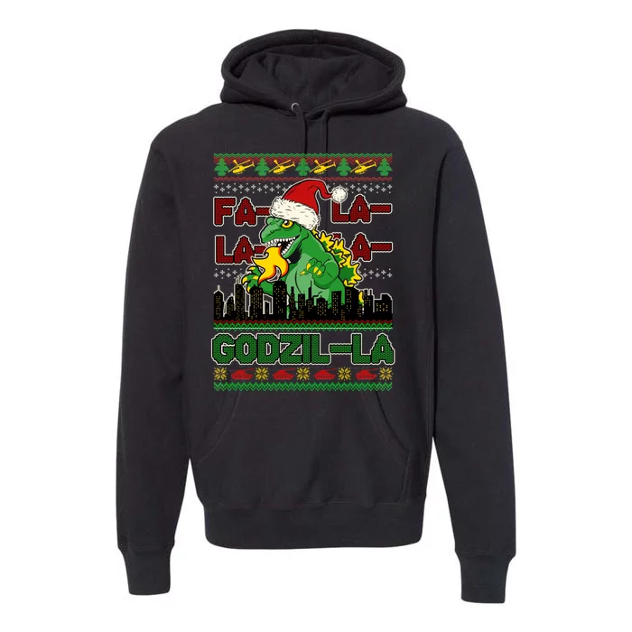 Funny Fa La La La Godzil-La Ugly Christmas Sweater Premium Hoodie