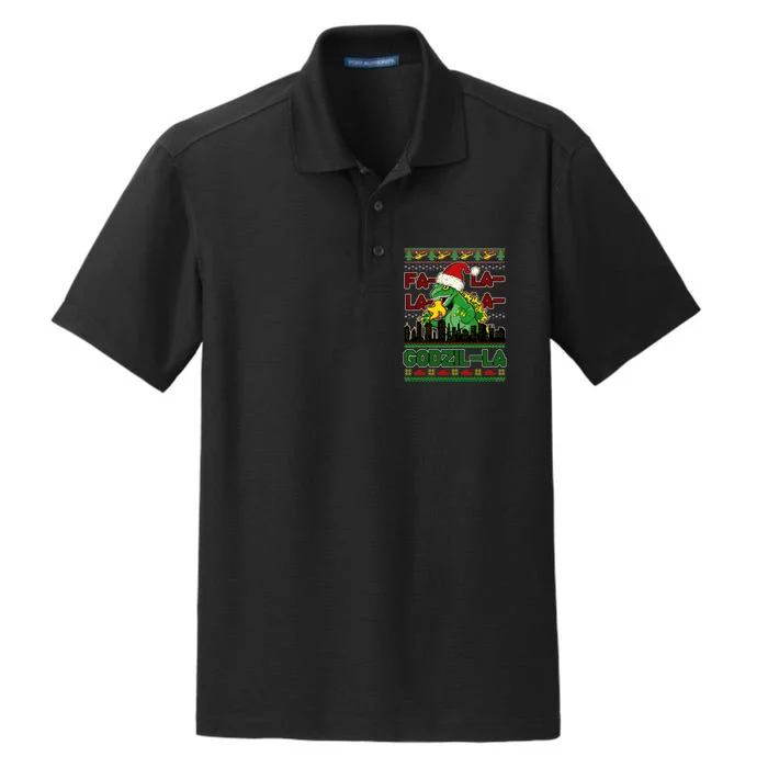 Funny Fa La La La Godzil-La Ugly Christmas Sweater Dry Zone Grid Performance Polo