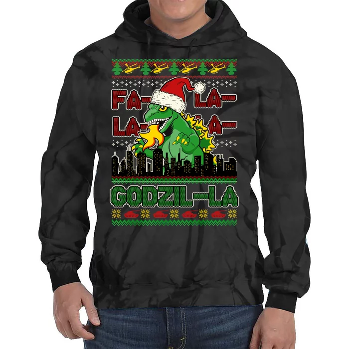 Funny Fa La La La Godzil-La Ugly Christmas Sweater Tie Dye Hoodie