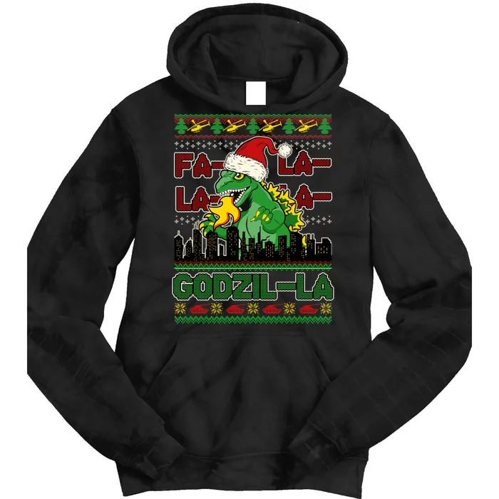 Funny Fa La La La Godzil-La Ugly Christmas Sweater Tie Dye Hoodie