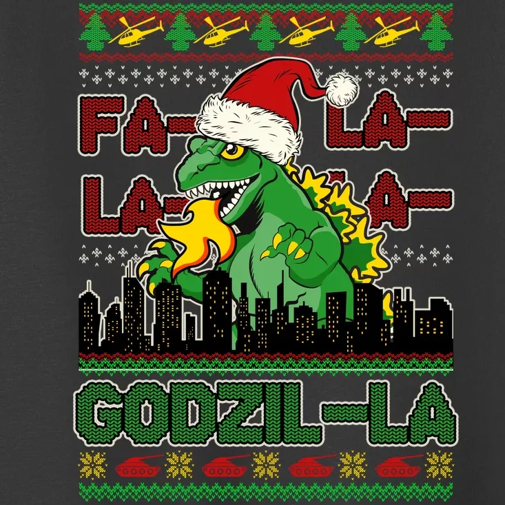 Funny Fa La La La Godzil-La Ugly Christmas Sweater Toddler T-Shirt