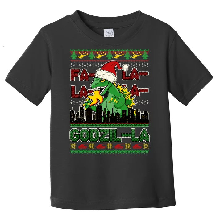 Funny Fa La La La Godzil-La Ugly Christmas Sweater Toddler T-Shirt