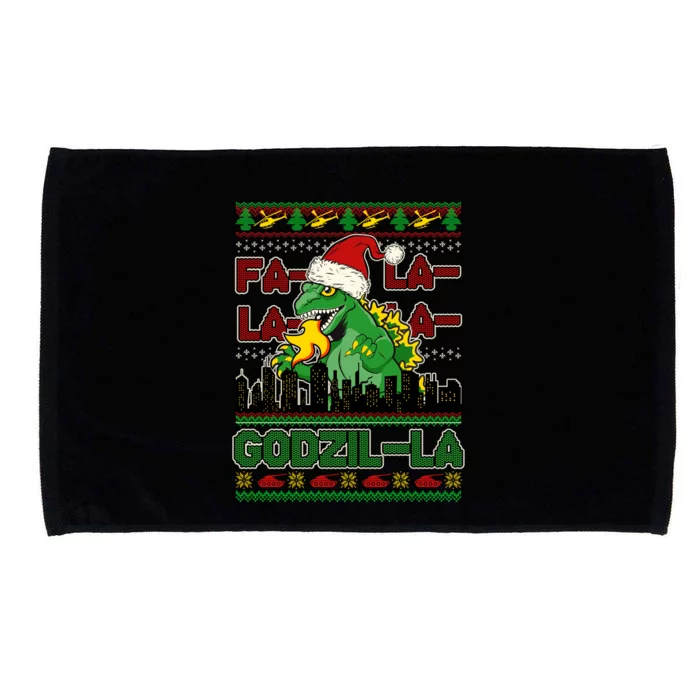 Funny Fa La La La Godzil-La Ugly Christmas Sweater Microfiber Hand Towel