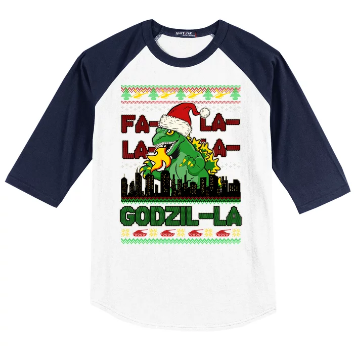 Funny Fa La La La Godzil-La Ugly Christmas Sweater Baseball Sleeve Shirt