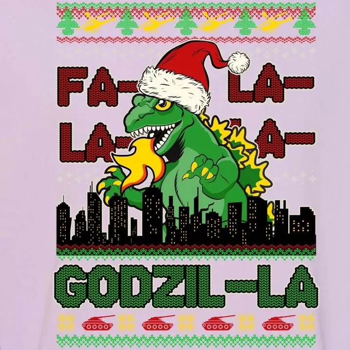 Funny Fa La La La Godzil-La Ugly Christmas Sweater Garment-Dyed Sweatshirt