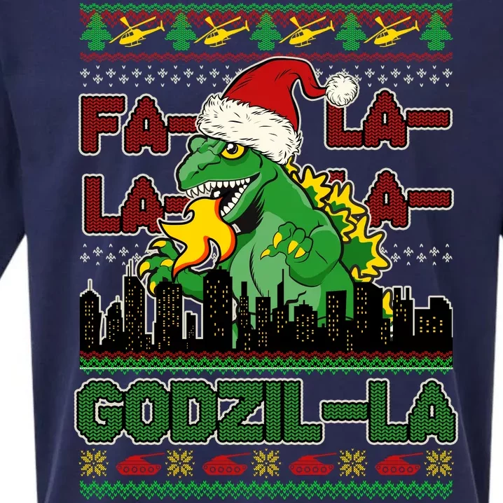 Funny Fa La La La Godzil-La Ugly Christmas Sweater Sueded Cloud Jersey T-Shirt