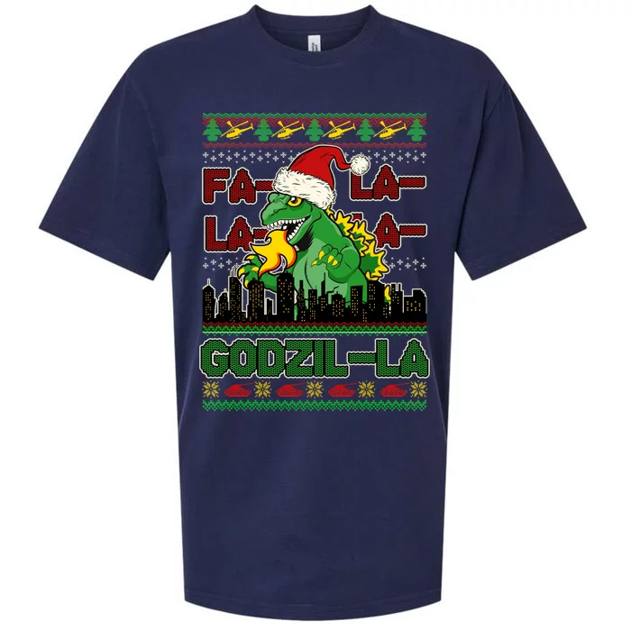 Funny Fa La La La Godzil-La Ugly Christmas Sweater Sueded Cloud Jersey T-Shirt