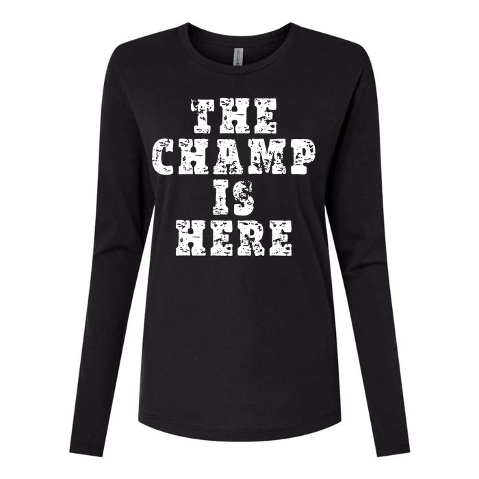 Funny Fantasy Football The Champ Is Here Womens Cotton Relaxed Long Sleeve T-Shirt