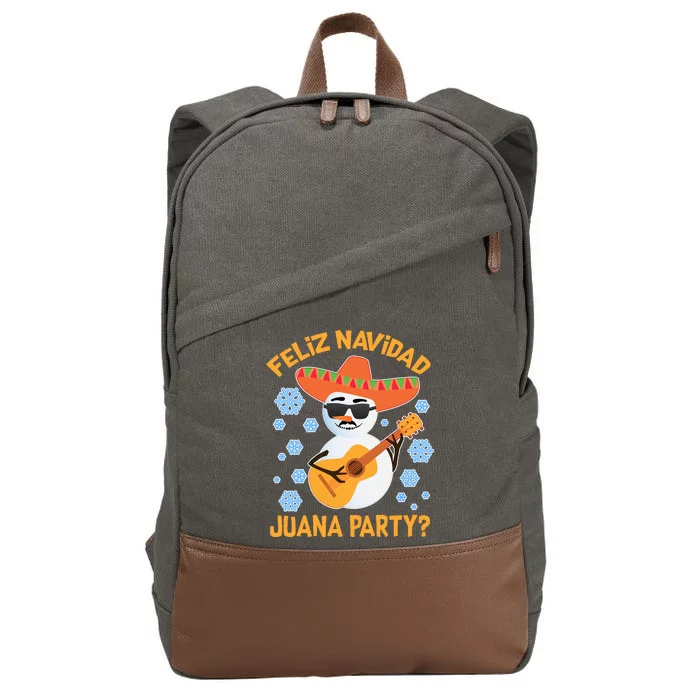 Funny Feliz Navidad Juana Party Snowman Cotton Canvas Backpack