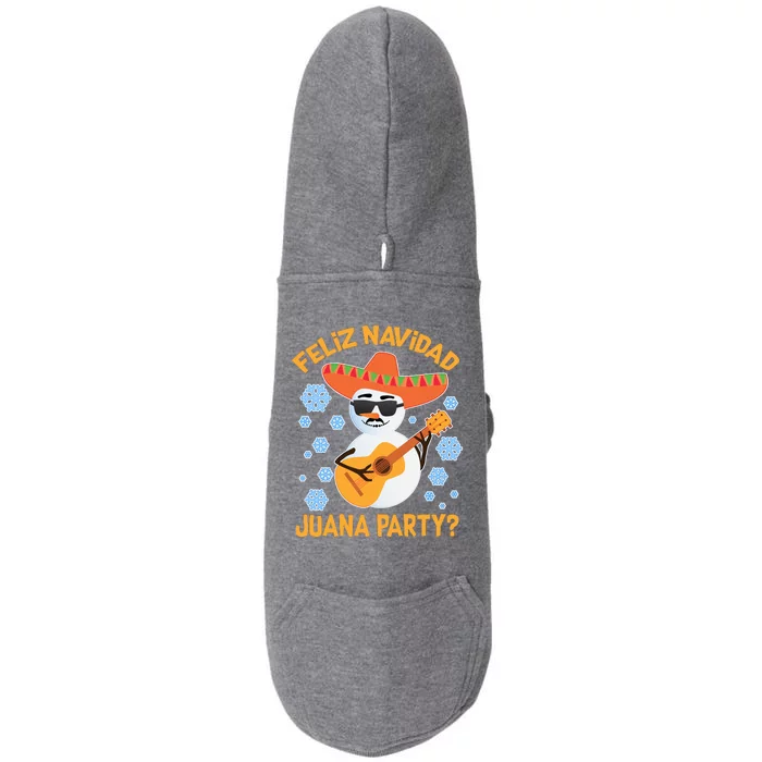 Funny Feliz Navidad Juana Party Snowman Doggie 3-End Fleece Hoodie