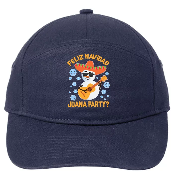 Funny Feliz Navidad Juana Party Snowman 7-Panel Snapback Hat