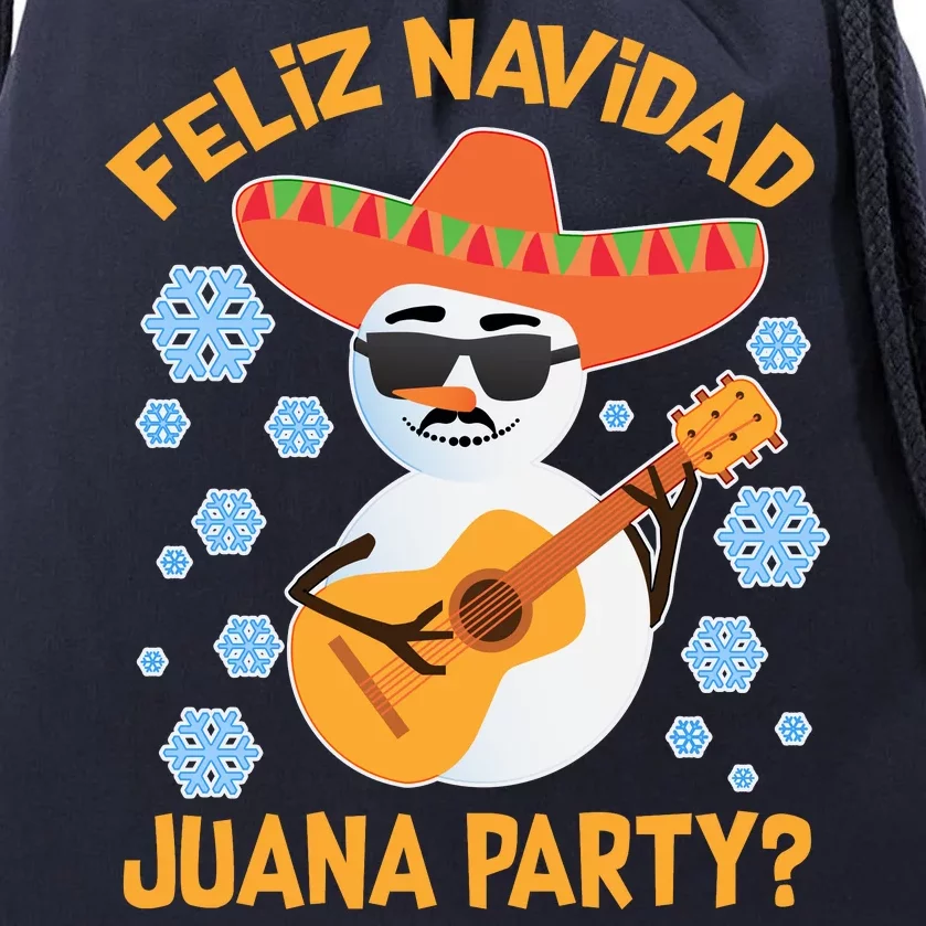 Funny Feliz Navidad Juana Party Snowman Drawstring Bag