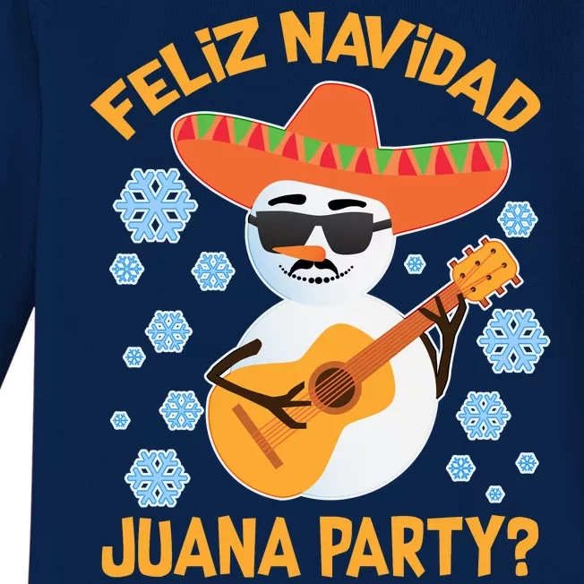 Funny Feliz Navidad Juana Party Snowman Baby Long Sleeve Bodysuit