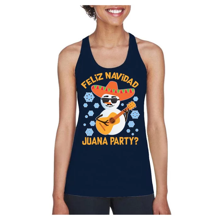 Funny Feliz Navidad Juana Party Snowman Women's Racerback Tank