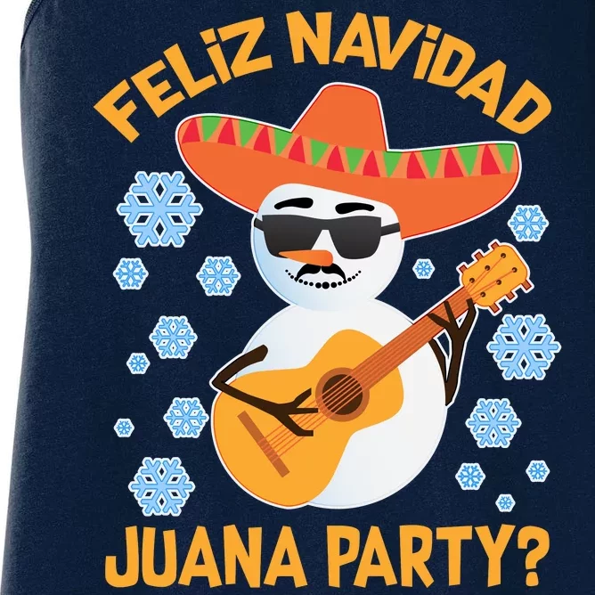 Funny Feliz Navidad Juana Party Snowman Women's Racerback Tank