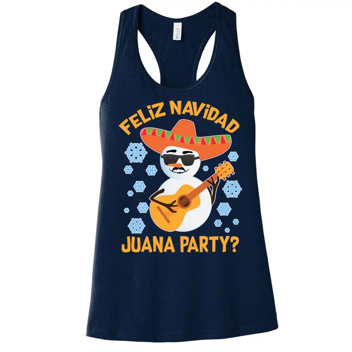 Funny Feliz Navidad Juana Party Snowman Women's Racerback Tank