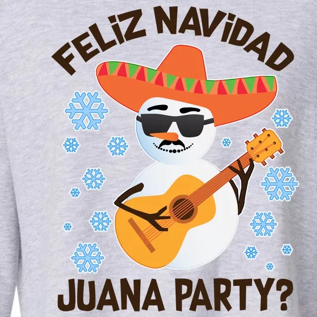 Funny Feliz Navidad Juana Party Snowman Cropped Pullover Crew