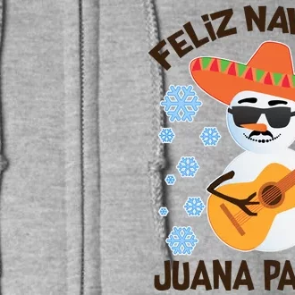 Funny Feliz Navidad Juana Party Snowman Full Zip Hoodie