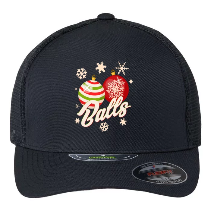 Funny Festive Christmas Balls Flexfit Unipanel Trucker Cap