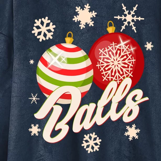 Funny Festive Christmas Balls Hooded Wearable Blanket