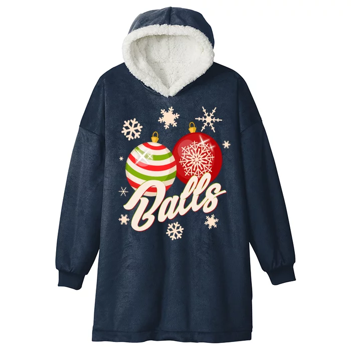 Funny Festive Christmas Balls Hooded Wearable Blanket