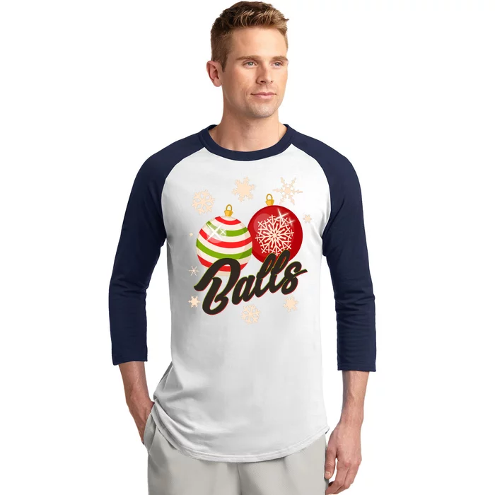 Funny Festive Christmas Balls Baseball Sleeve Shirt