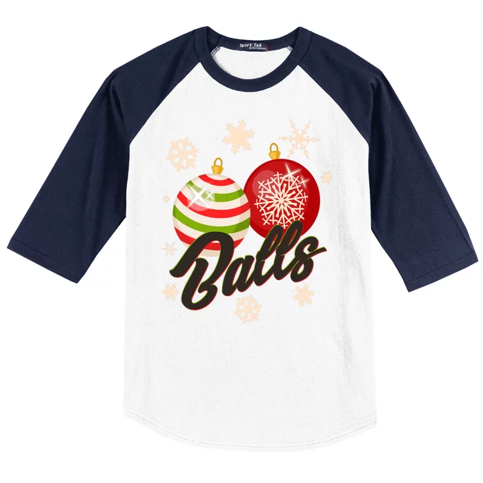 Funny Festive Christmas Balls Baseball Sleeve Shirt