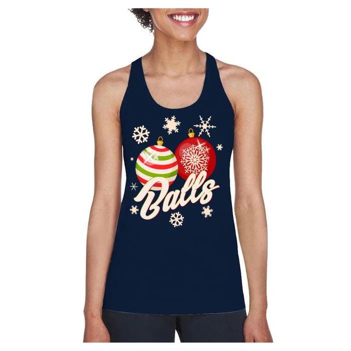 Funny Festive Christmas Balls Women's Racerback Tank