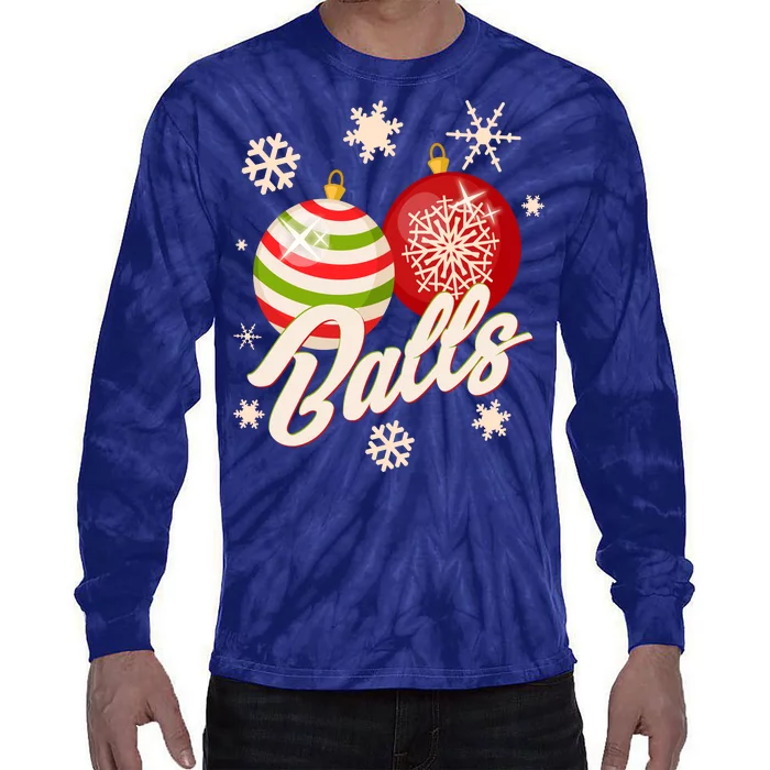 Funny Festive Christmas Balls Tie-Dye Long Sleeve Shirt