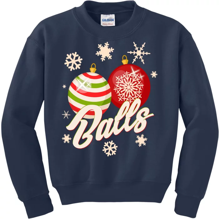 Funny Festive Christmas Balls Kids Sweatshirt